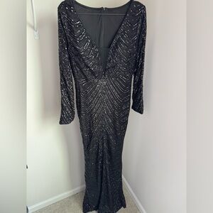 Elegant Black Sequin Evening Gown